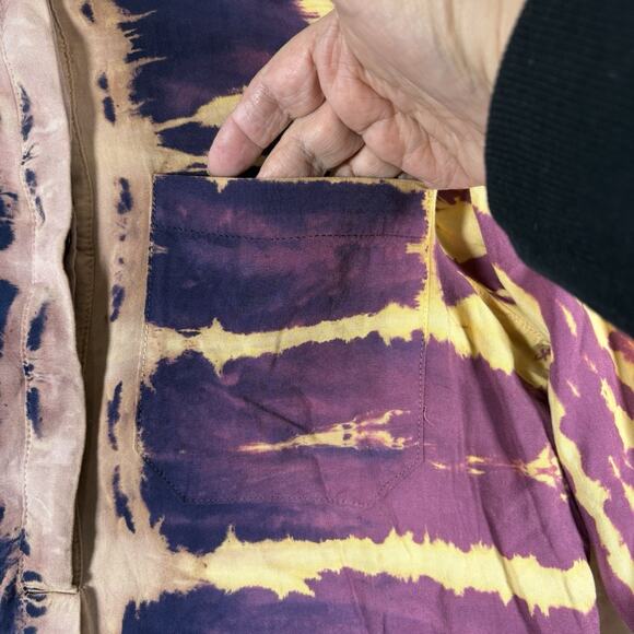 Mono B Tunic Shirt Dress Women's Size L Pink Brown & Blue Tie Dye Knee Length - Picture 3 of 10